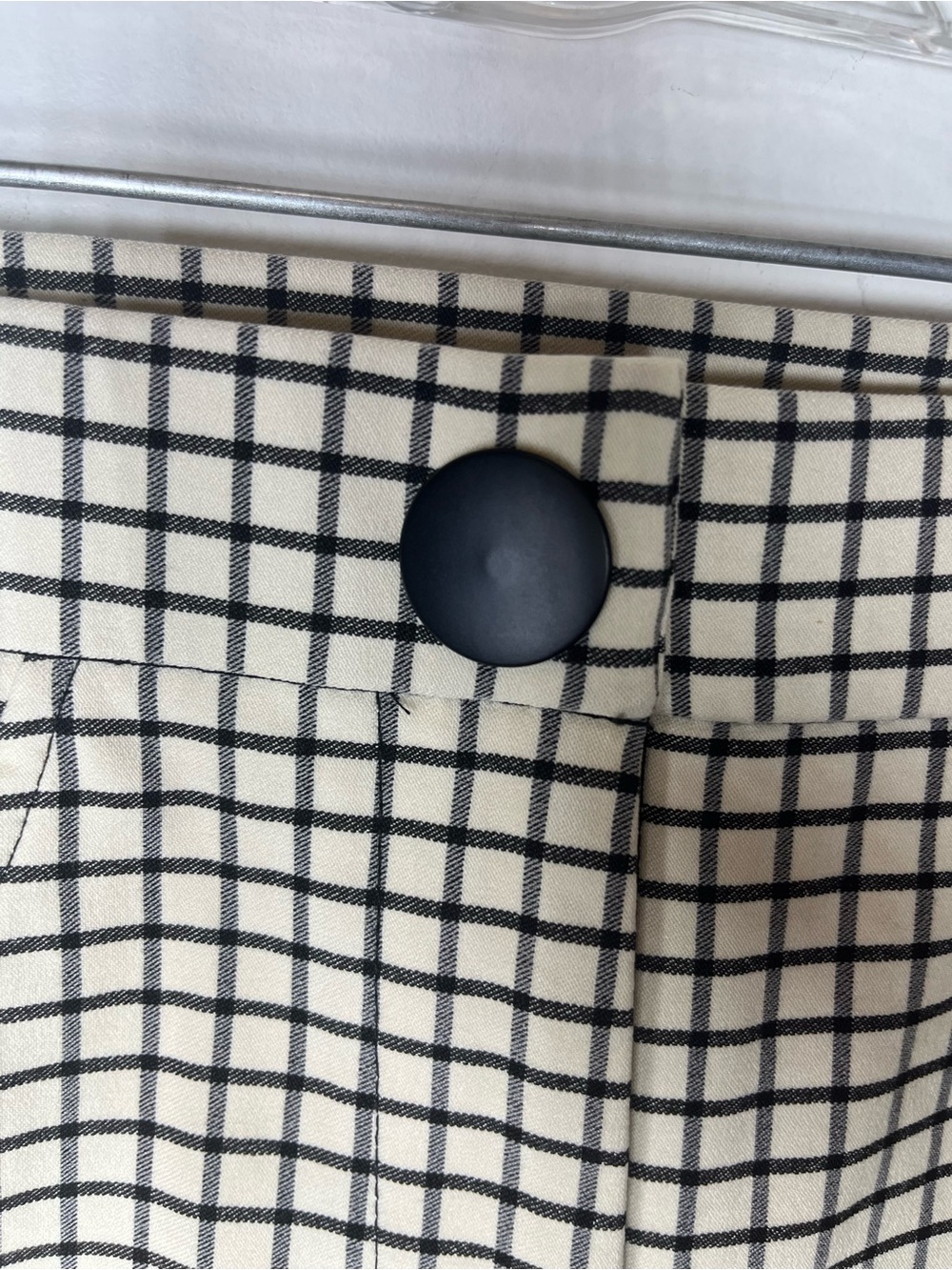Zara Black & White Grid Check High-Rise Pants - Picture 5 of 7